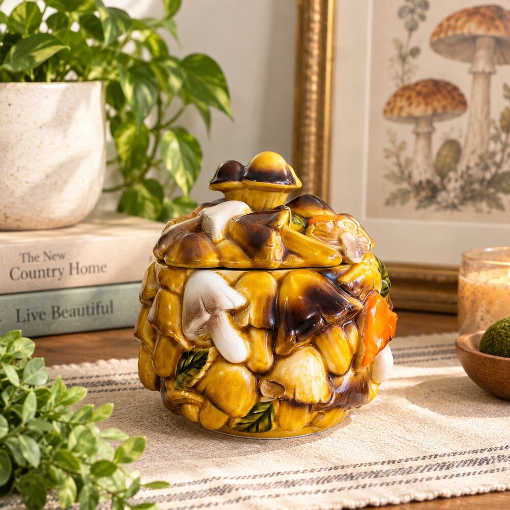 ARDCO Mushroom Canister Jar C-2125 1970s Ceramic Made in Japan